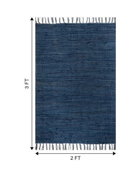 Solid Blue Chindi Febric Dhurrie - 6