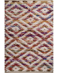Geometric White Chindi Febric Dhurrie - 2