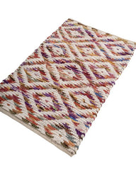 Geometric White Chindi Febric Dhurrie - 3