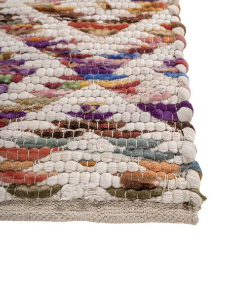 Geometric White Chindi Febric Dhurrie - 4