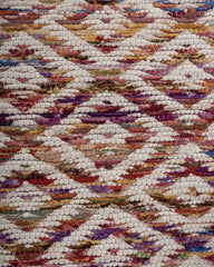 Geometric White Chindi Febric Dhurrie - 5