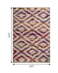 Geometric White Chindi Febric Dhurrie - 6