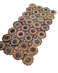 Patchwork Green Chindi and Jute Dhurrie - 3