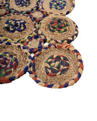 Patchwork Green Chindi and Jute Dhurrie - 4
