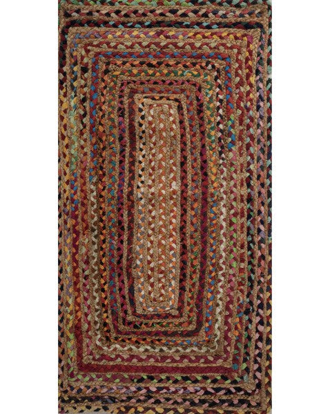Braided Yellow Chindi and Jute Dhurrie - 2