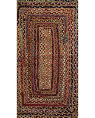 Braided Yellow Chindi and Jute Dhurrie - 2
