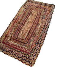 Braided Yellow Chindi and Jute Dhurrie - 3