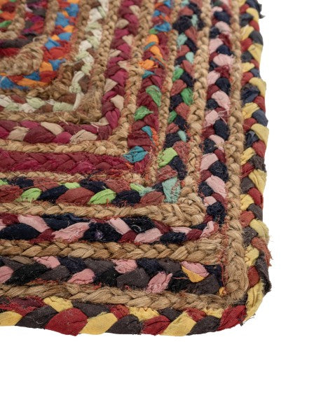 Braided Yellow Chindi and Jute Dhurrie - 4