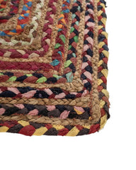 Braided Yellow Chindi and Jute Dhurrie - 4