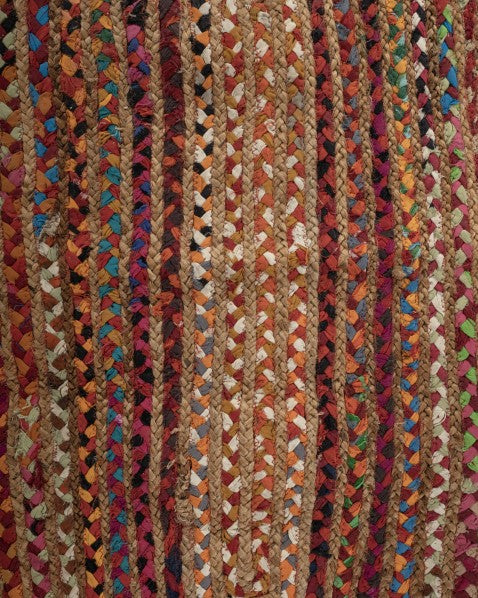 Braided Yellow Chindi and Jute Dhurrie - 5