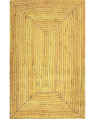 Braided Yellow Chindi and Jute Dhurrie - 2