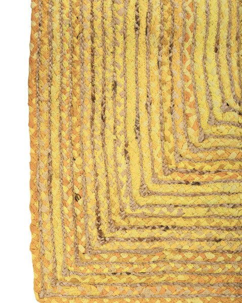 Braided Yellow Chindi and Jute Dhurrie - 4