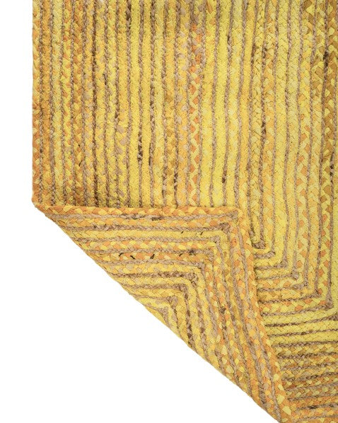 Braided Yellow Chindi and Jute Dhurrie - 5