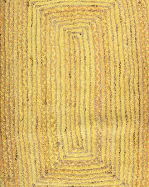 Braided Yellow Chindi and Jute Dhurrie - 6