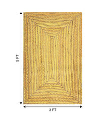 Braided Yellow Chindi and Jute Dhurrie - 7