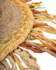 Fringed Yellow Chindi and Jute Dhurrie - 4