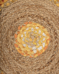 Fringed Yellow Chindi and Jute Dhurrie - 5