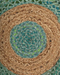 Fringed Green Chindi and Jute Dhurrie - 5