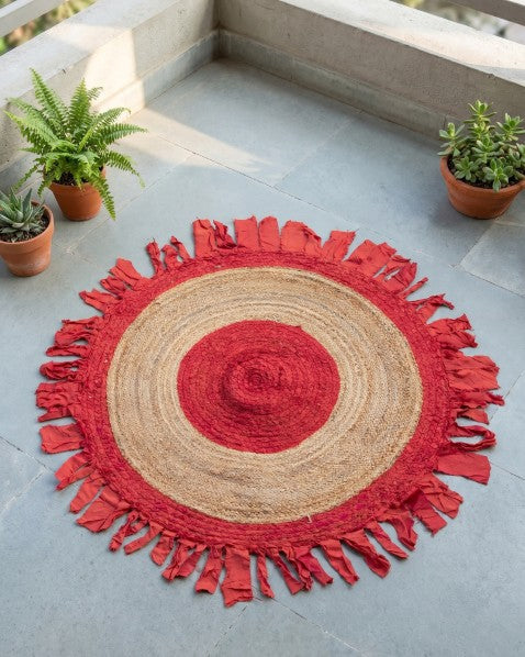 Bohemian Brown Chindi and Jute Dhurrie - 1