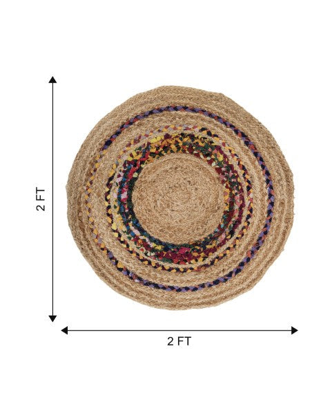 Concentric Brown Chindi and Jute Dhurrie - 6