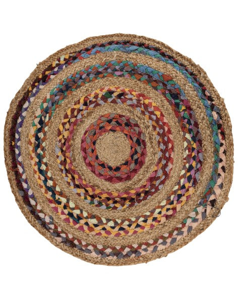 Braided Yellow Chindi and Jute Dhurrie - 2