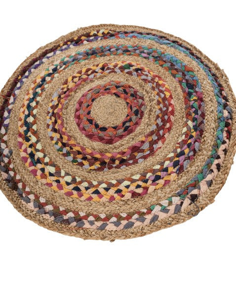 Braided Yellow Chindi and Jute Dhurrie - 3