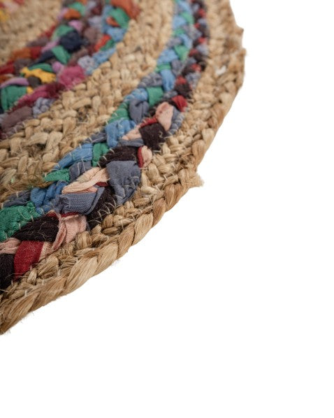 Braided Yellow Chindi and Jute Dhurrie - 4