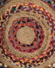 Braided Yellow Chindi and Jute Dhurrie - 5