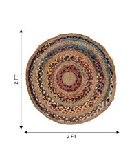 Braided Yellow Chindi and Jute Dhurrie - 6