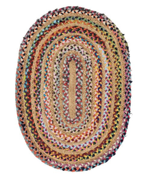 Braided Yellow Chindi and Jute Dhurrie - 2