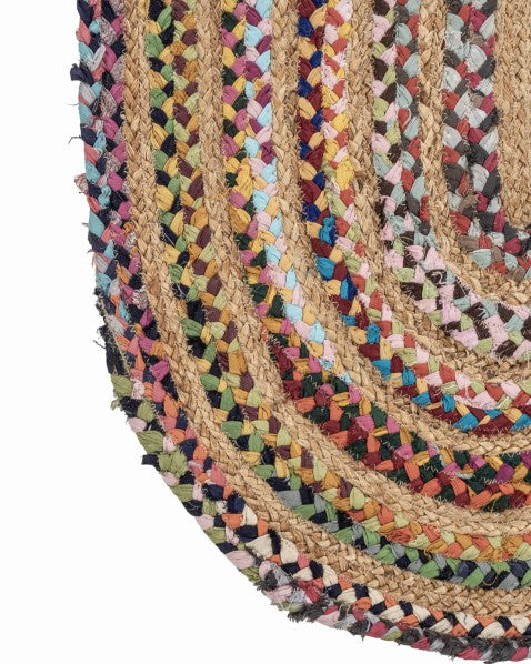 Braided Yellow Chindi and Jute Dhurrie - 4