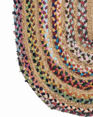 Braided Yellow Chindi and Jute Dhurrie - 4