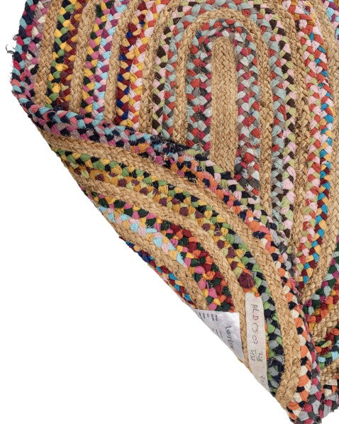 Braided Yellow Chindi and Jute Dhurrie - 5