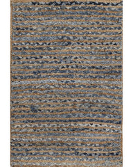 Striped Brown Chindi and Jute Dhurrie - 2