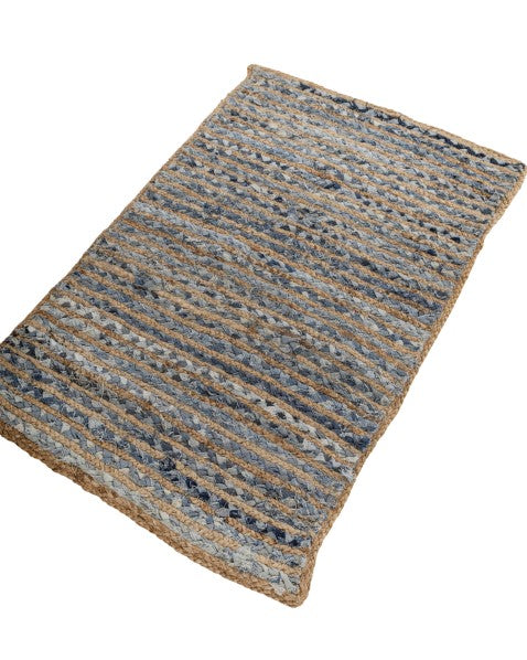 Striped Brown Chindi and Jute Dhurrie - 3