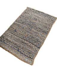 Striped Brown Chindi and Jute Dhurrie - 3