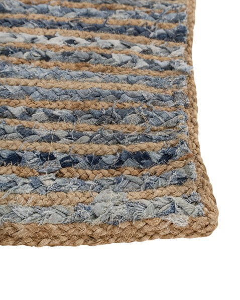Striped Brown Chindi and Jute Dhurrie - 4