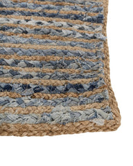 Striped Brown Chindi and Jute Dhurrie - 4