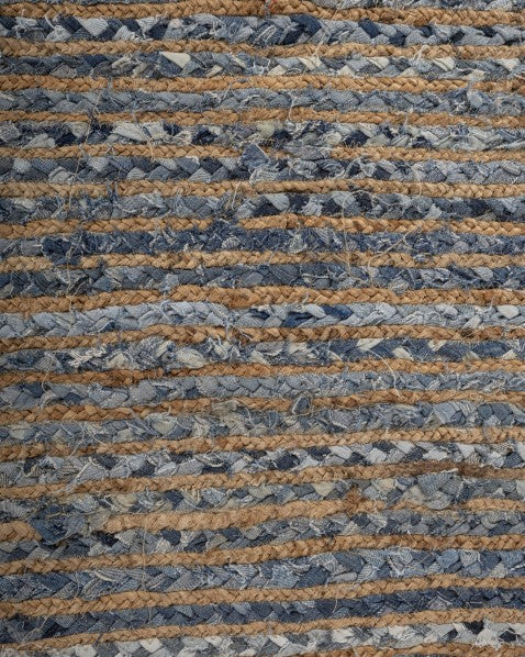 Striped Brown Chindi and Jute Dhurrie - 5