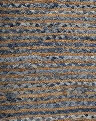 Striped Brown Chindi and Jute Dhurrie - 5