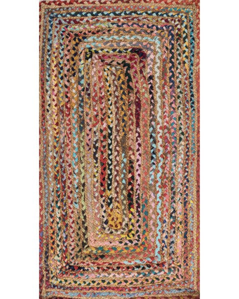 Braided Brown Chindi and Jute Dhurrie - 2