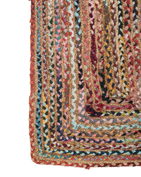 Braided Brown Chindi and Jute Dhurrie - 4