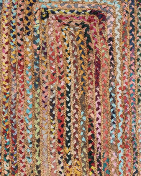 Braided Brown Chindi and Jute Dhurrie - 6