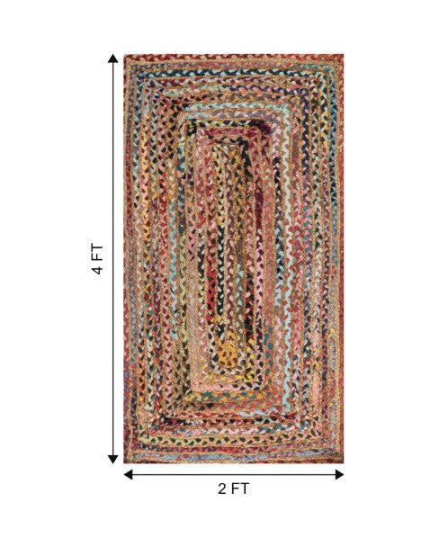 Braided Brown Chindi and Jute Dhurrie - 7