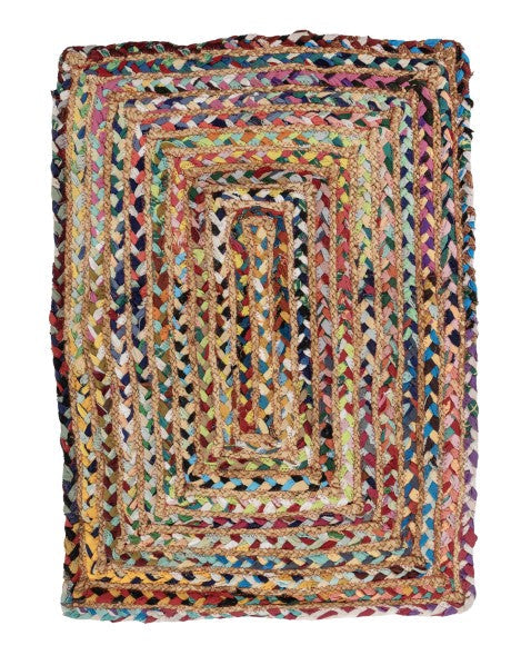 Braided Brown Chindi and Jute Dhurrie - 2