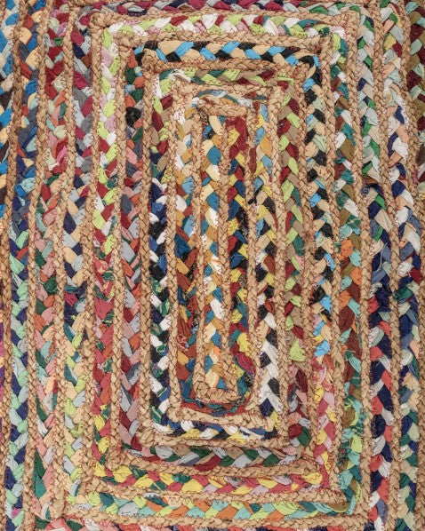 Braided Brown Chindi and Jute Dhurrie - 6