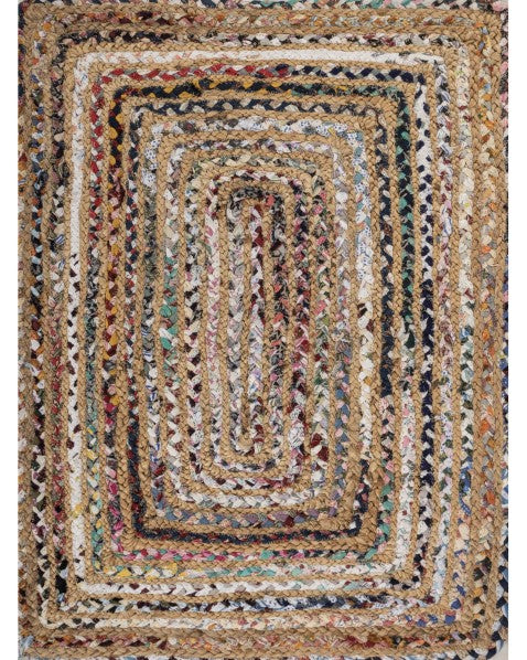 Braided Brown Chindi and Jute Dhurrie - 2