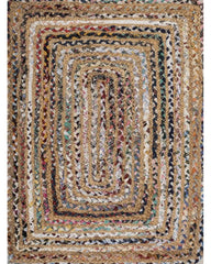 Braided Brown Chindi and Jute Dhurrie - 2