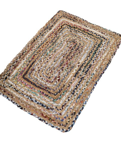 Braided Brown Chindi and Jute Dhurrie - 3