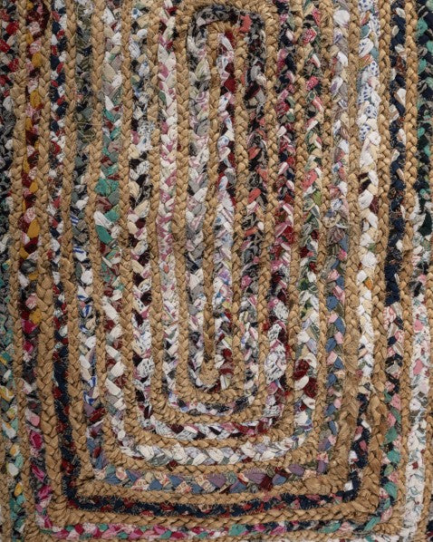 Braided Brown Chindi and Jute Dhurrie - 5